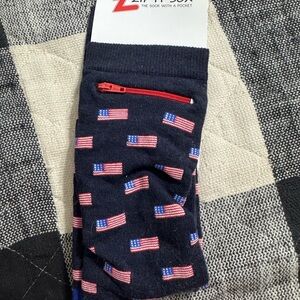 Men's Navy Socks with American Flag Design and Zipper